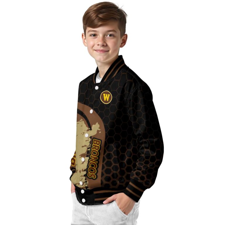 western michigan broncos hexagonal pattern brown black jacket trendy