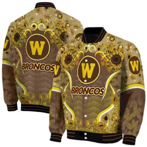 western michigan broncos sunflower bloom brown yellow jacket fashion forward