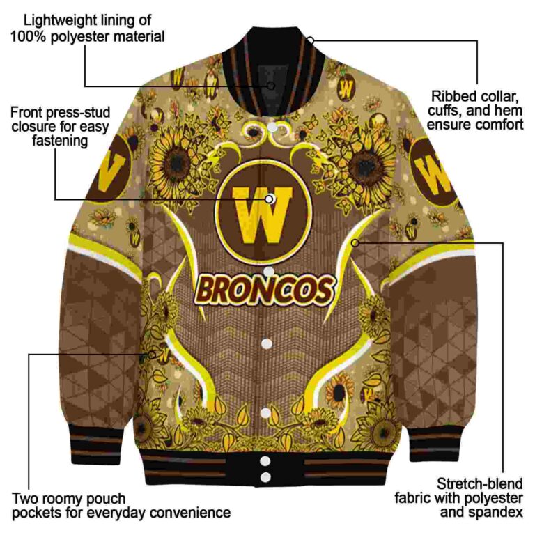 western michigan broncos sunflower bloom brown yellow jacket new arrival