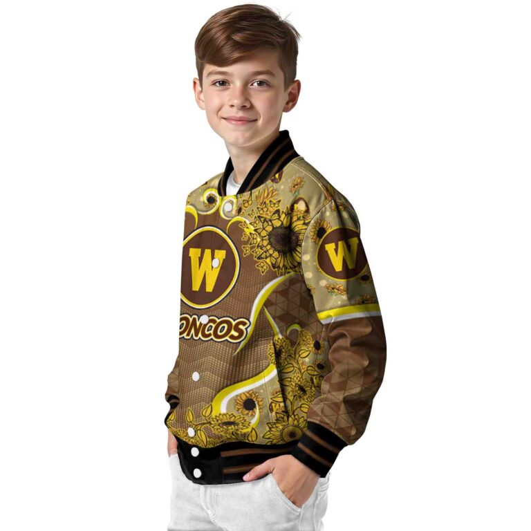 western michigan broncos sunflower bloom brown yellow jacket trendy