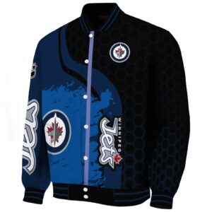 winnipeg jets hexagonal pattern blue black jacket best selling