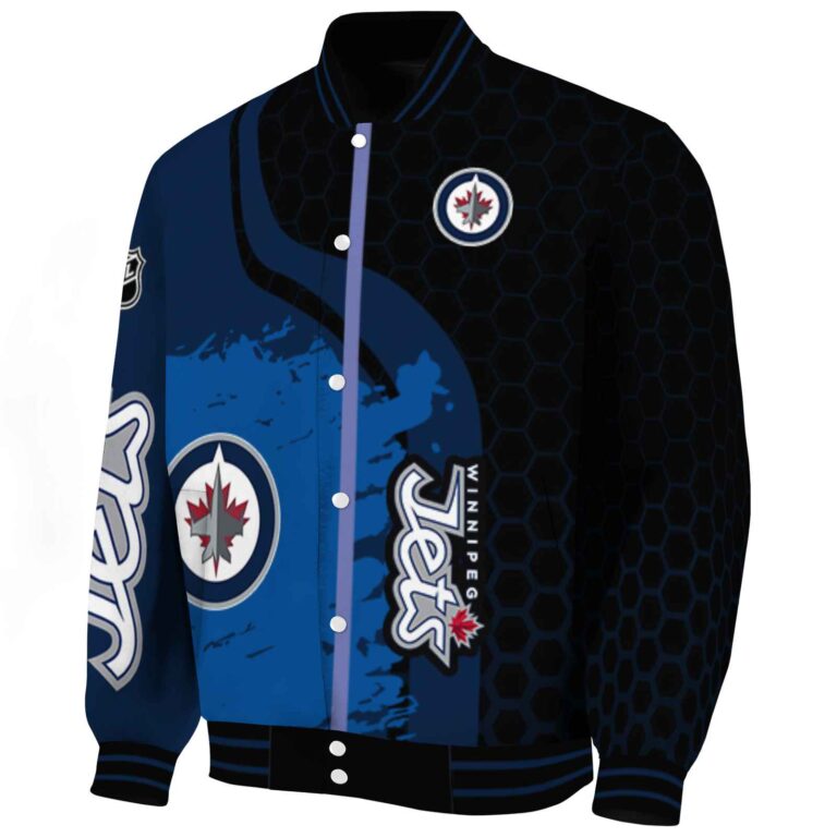 winnipeg jets hexagonal pattern blue black jacket best selling