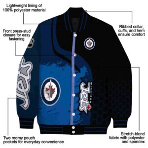 winnipeg jets hexagonal pattern blue black jacket new arrival