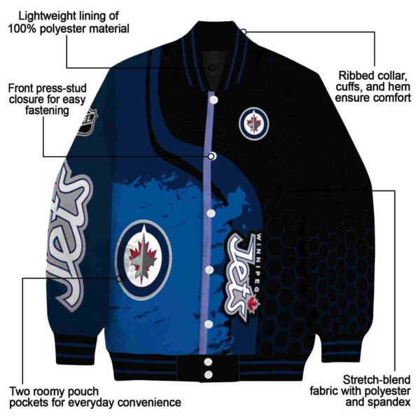 winnipeg jets hexagonal pattern blue black jacket new arrival