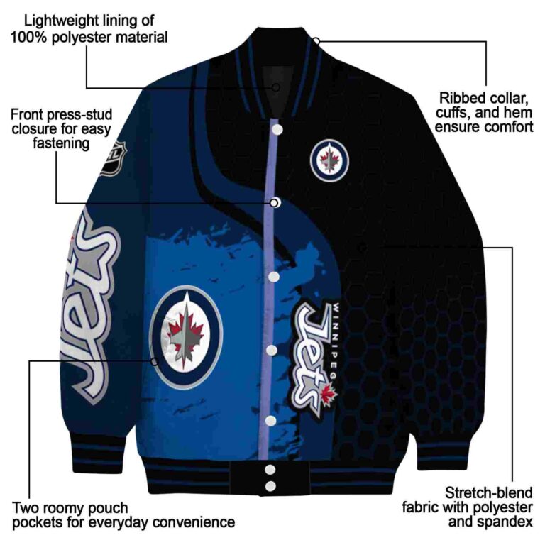 winnipeg jets hexagonal pattern blue black jacket new arrival
