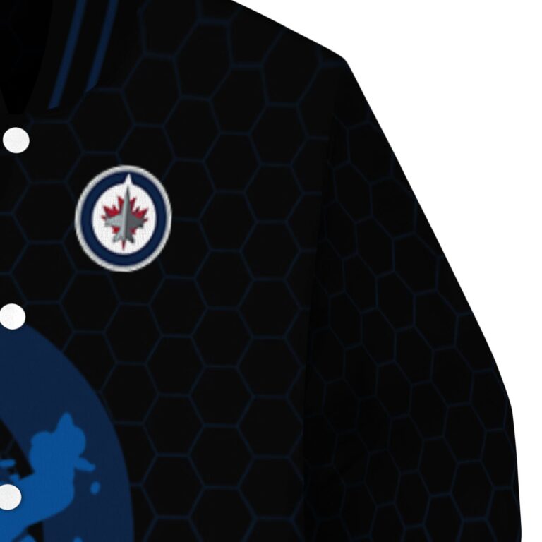 winnipeg jets hexagonal pattern blue black jacket premium grade