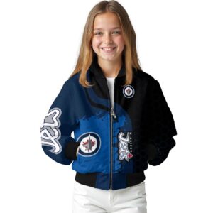 winnipeg jets hexagonal pattern blue black jacket top rated