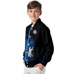 winnipeg jets hexagonal pattern blue black jacket trendy