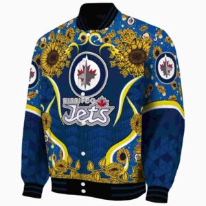 winnipeg jets sunflower bloom blue yellow jacket best selling