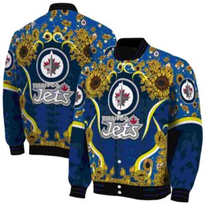winnipeg jets sunflower bloom blue yellow jacket fashion forward