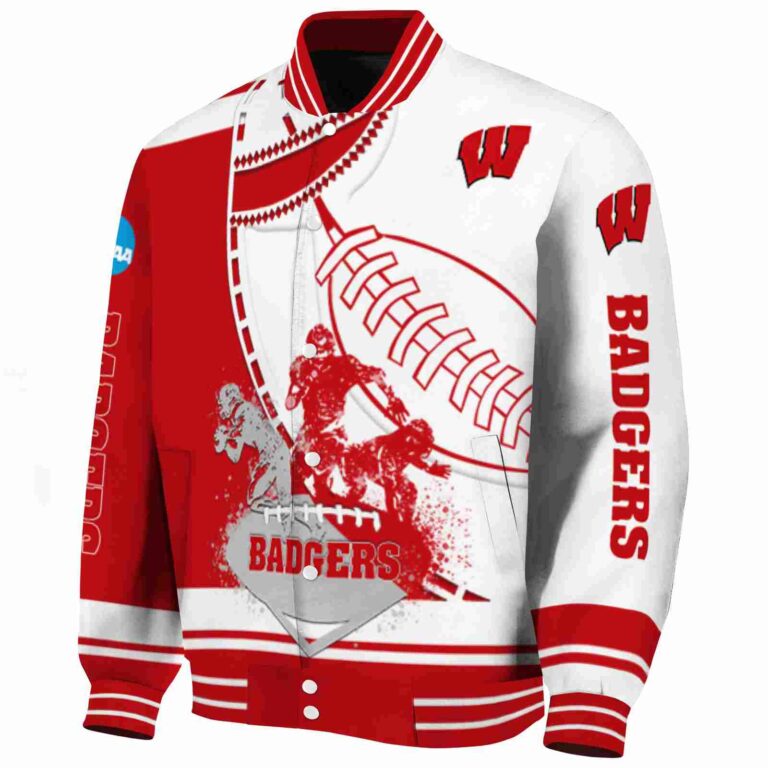 wisconsin badgers baseball stitching white jacket best selling