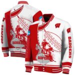 wisconsin badgers baseball stitching white jacket best selling