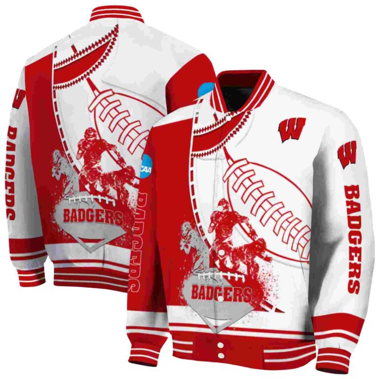 wisconsin badgers baseball stitching white jacket fashion forward