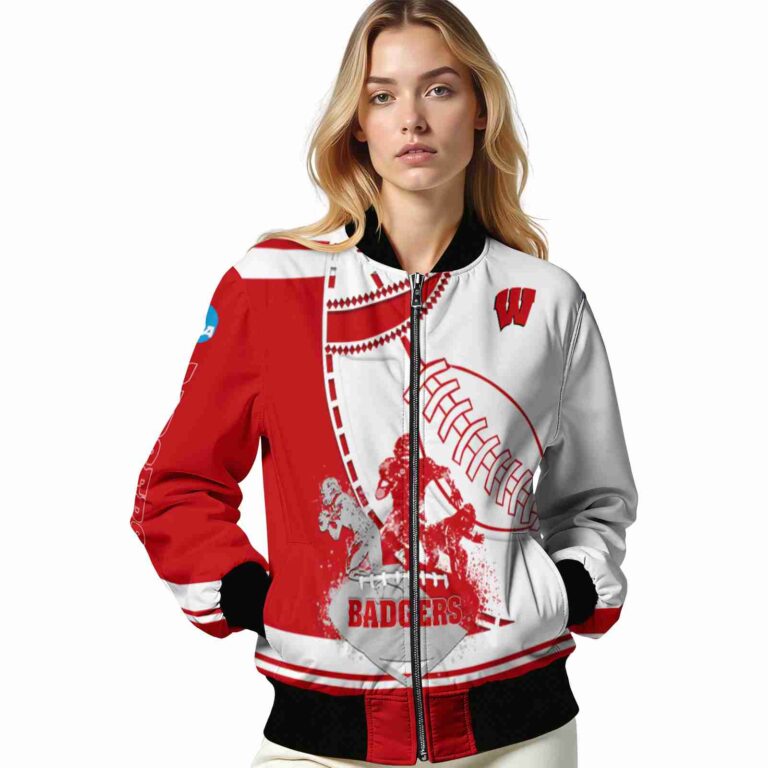 wisconsin badgers baseball stitching white jacket latest model
