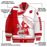 wisconsin badgers baseball stitching white jacket best selling
