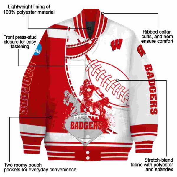 wisconsin badgers baseball stitching white jacket new arrival