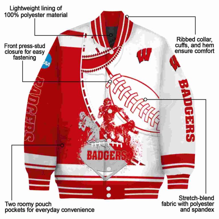 wisconsin badgers baseball stitching white jacket new arrival