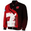 wisconsin badgers hexagonal pattern red black jacket best selling