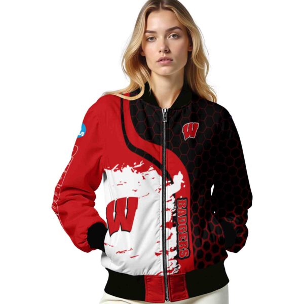 wisconsin badgers hexagonal pattern red black jacket latest model