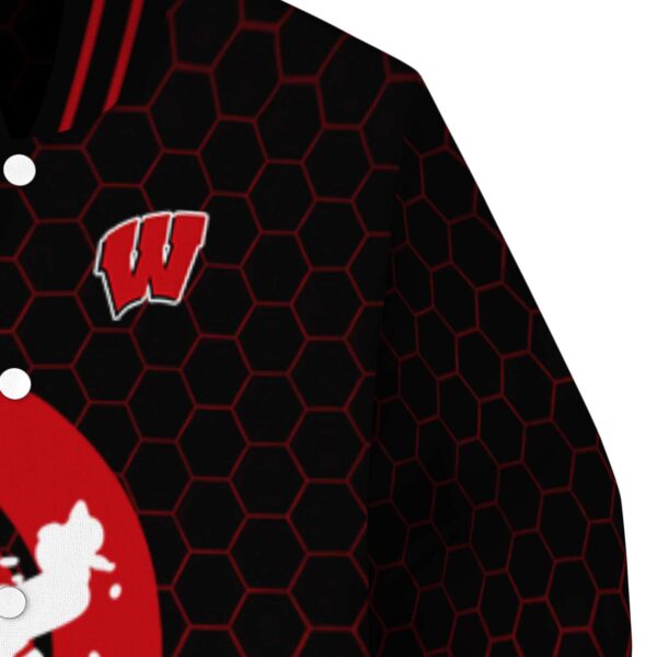wisconsin badgers hexagonal pattern red black jacket premium grade