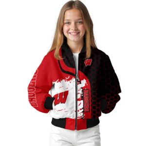 wisconsin badgers hexagonal pattern red black jacket top rated