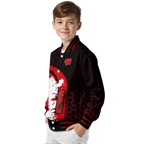 wisconsin badgers hexagonal pattern red black jacket trendy