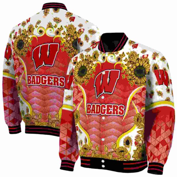 wisconsin badgers sunflower bloom red yellow jacket fashion forward