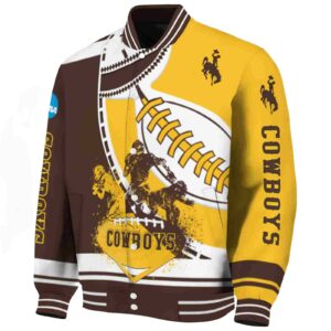 wyoming cowboys baseball stitching gold white jacket best selling