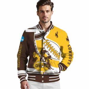 wyoming cowboys baseball stitching gold white jacket high quality