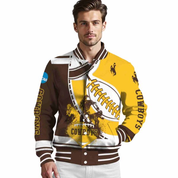 wyoming cowboys baseball stitching gold white jacket high quality