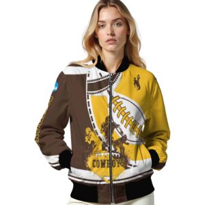 wyoming cowboys baseball stitching gold white jacket latest model