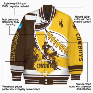 wyoming cowboys baseball stitching gold white jacket new arrival