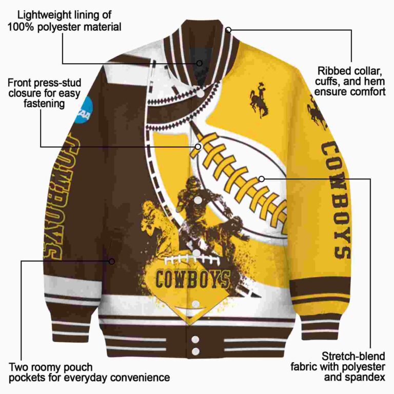 wyoming cowboys baseball stitching gold white jacket new arrival