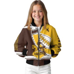 wyoming cowboys baseball stitching gold white jacket top rated