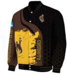 wyoming cowboys hexagonal pattern brown black jacket best selling