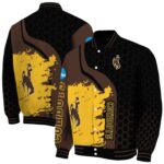 wyoming cowboys hexagonal pattern brown black jacket best selling