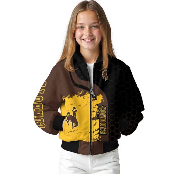 wyoming cowboys hexagonal pattern brown black jacket top rated