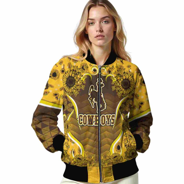 wyoming cowboys sunflower bloom brown yellow jacket latest model