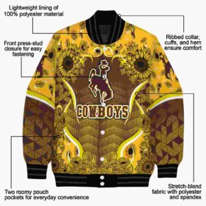 wyoming cowboys sunflower bloom brown yellow jacket new arrival