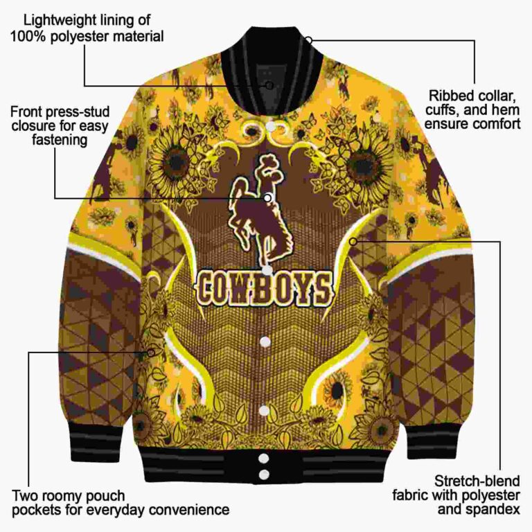 wyoming cowboys sunflower bloom brown yellow jacket new arrival