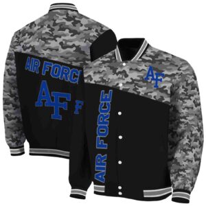 air force falcons camo patchwork black jacket fashion forward jacketwow