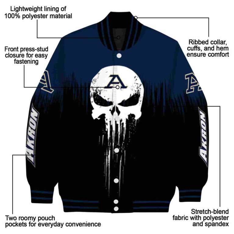 akron zips punisher skull blue black white jacket new arrival jacketwow