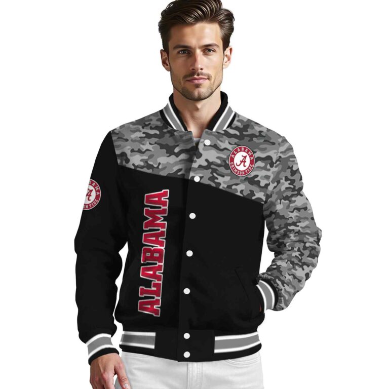 alabama crimson tide camo patchwork black jacket high quality jacketwow