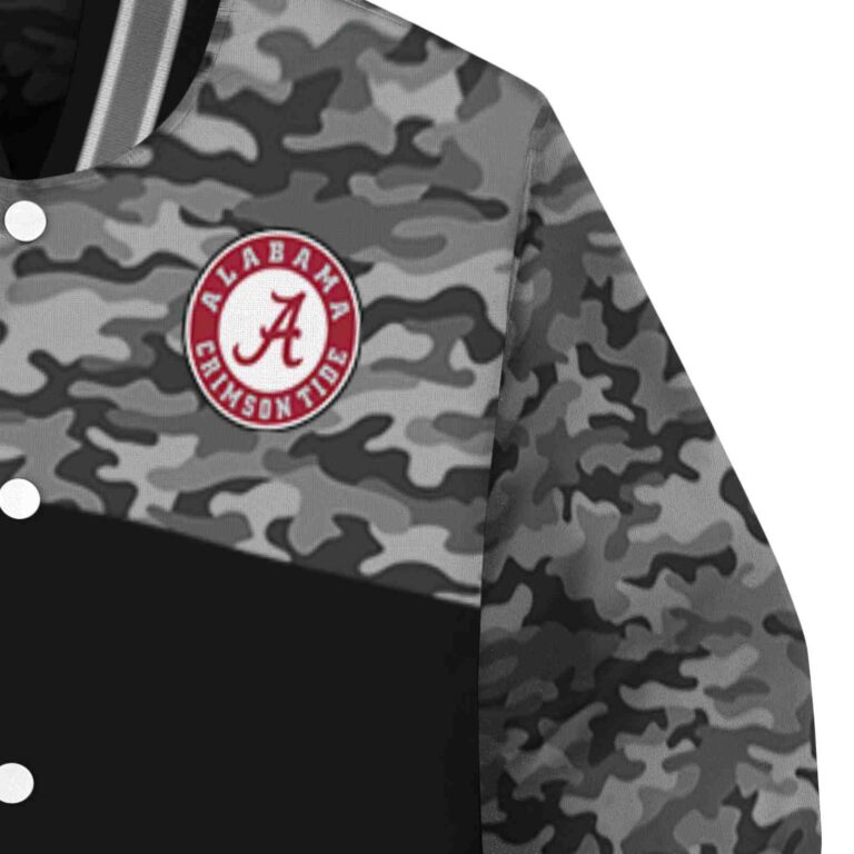 alabama crimson tide camo patchwork black jacket premium grade jacketwow