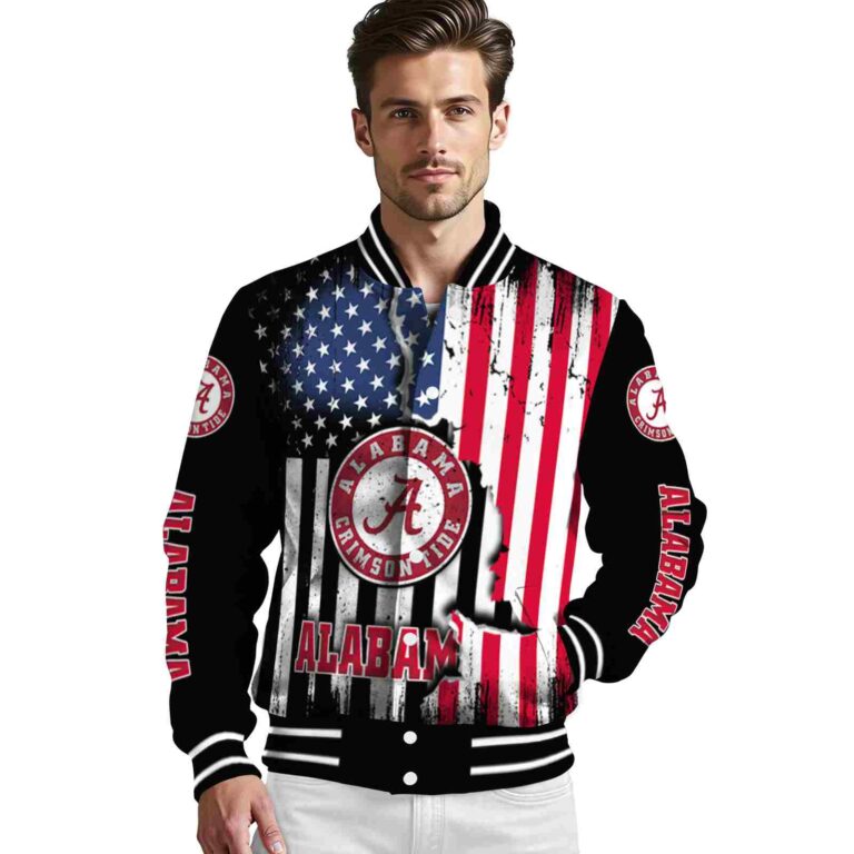 alabama crimson tide patriotic theme black jacket high quality jacketwow
