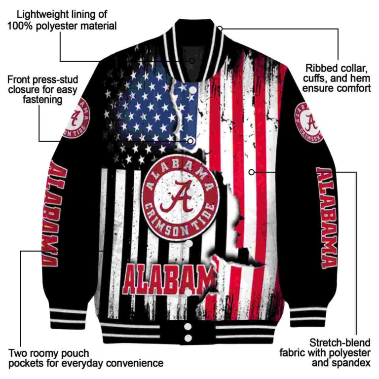 alabama crimson tide patriotic theme black jacket new arrival jacketwow