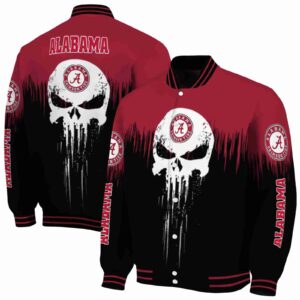 alabama crimson tide punisher skull crimson black white jacket fashion forward jacketwow