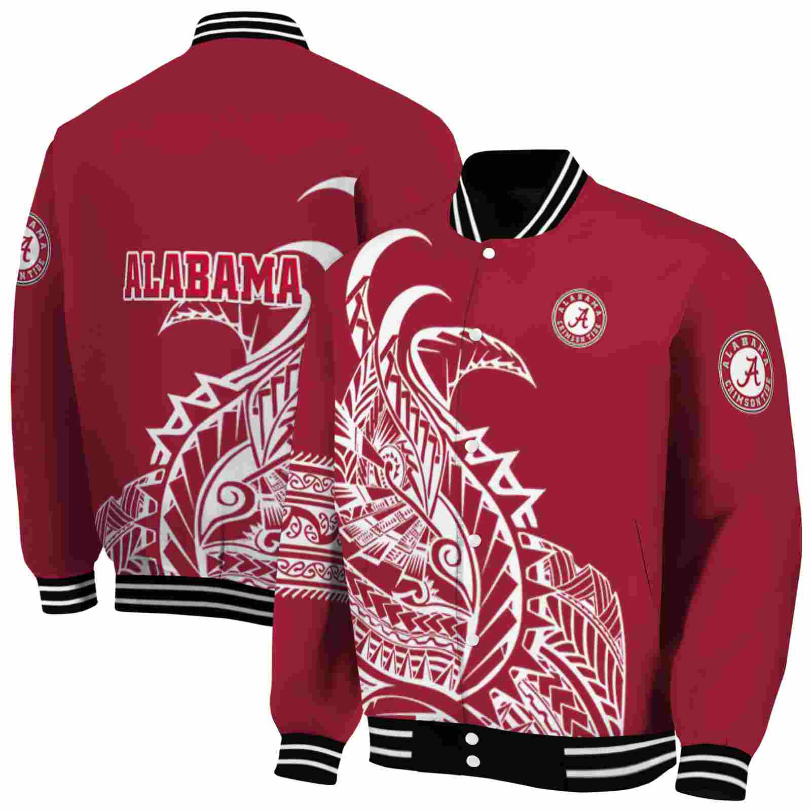 alabama crimson tide tribal art crimson white black jacket fashion forward jacketwow alabama crimson tide tribal art crimson white black jacket fashion forward jacketwow