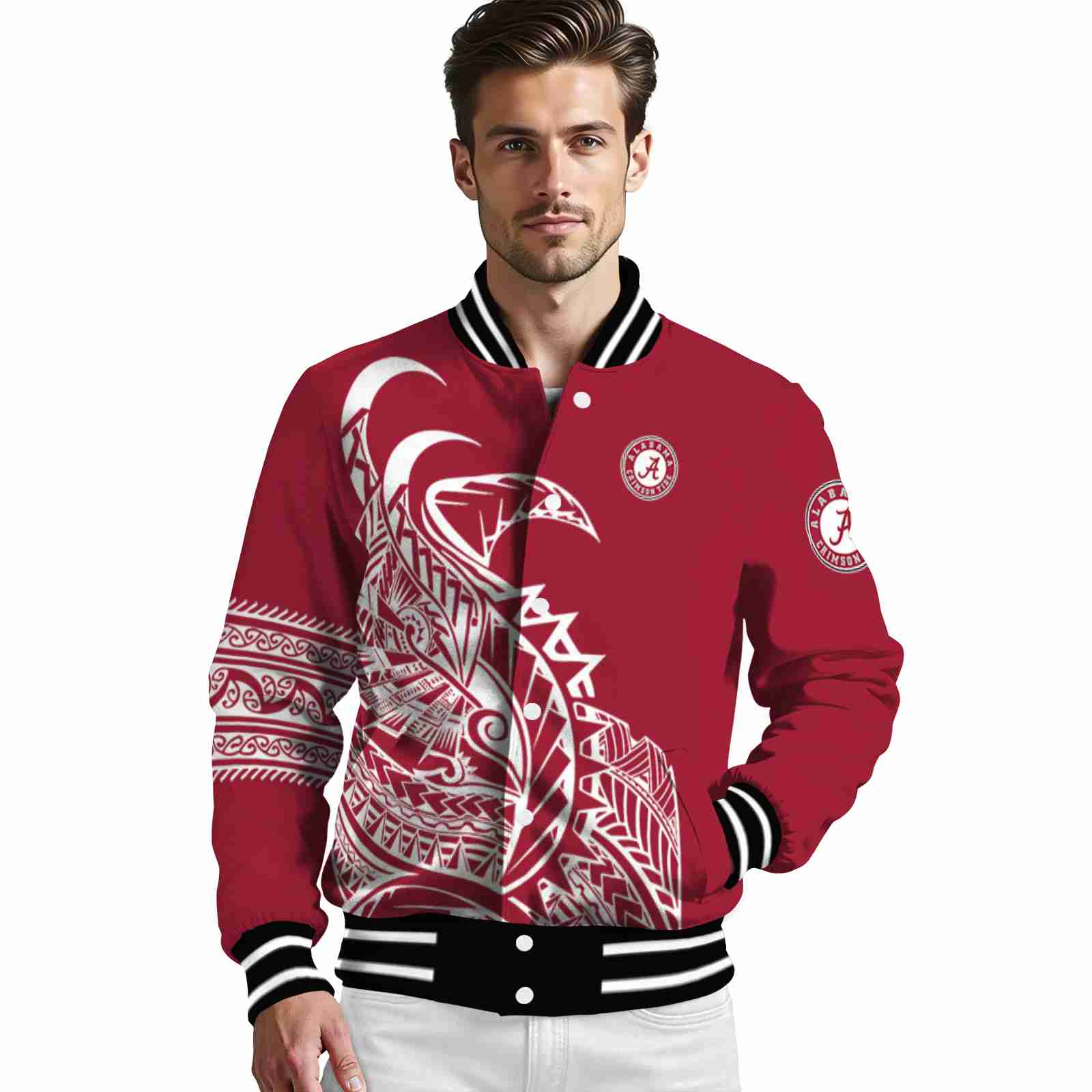 alabama crimson tide tribal art crimson white black jacket high quality jacketwow alabama crimson tide tribal art crimson white black jacket high quality jacketwow
