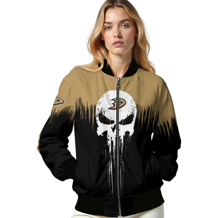 anaheim ducks punisher skull gold black white jacket latest model jacketwow